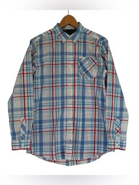 Tommy Hilfiger Long-Sleeve Blue Plaid Oxford Button Down Dress Shirt